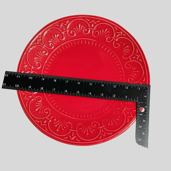 Maioliche Jessica Red Dinner Plate 11" Made in Italy, Italian Ceramics Scroll - Picture 2 of 4